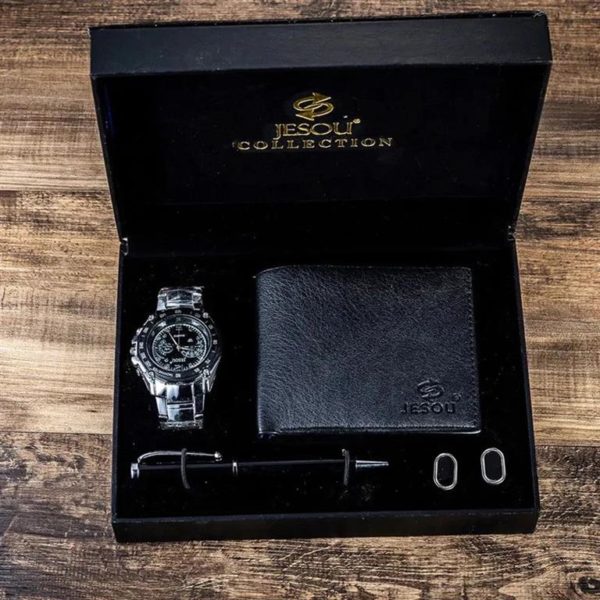 Mens Luxury Gift Set With Cufflinks, Pen, Wallet and Watch - 1